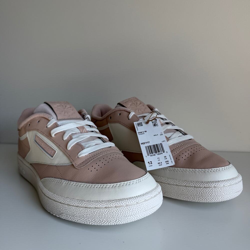 Reebok Club C 85 Tennis Sneakers Pink White Leather Platform Men’s Sz 12 NWT